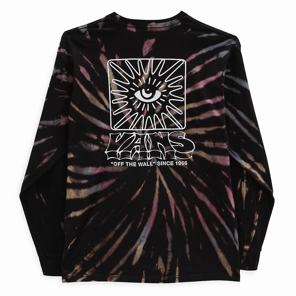 Men's Vans All Seeing Space Dye Long Sleeve T Shirts Black | USA04785