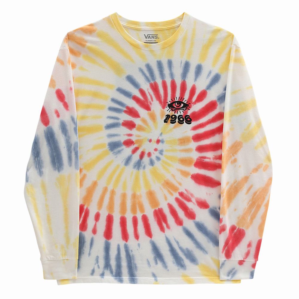 Men's Vans All Seeing Space Dye Long Sleeve T Shirts White | USA51492