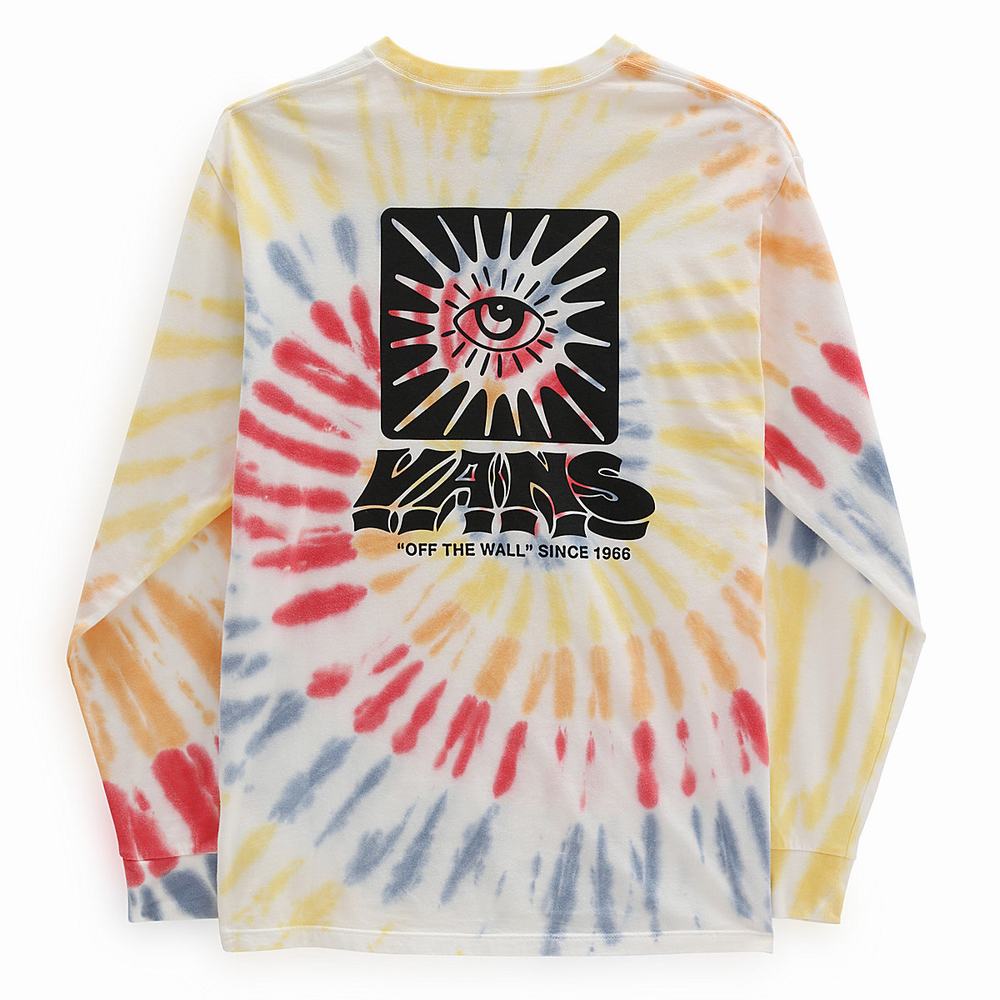 Men's Vans All Seeing Space Dye Long Sleeve T Shirts White | USA51492