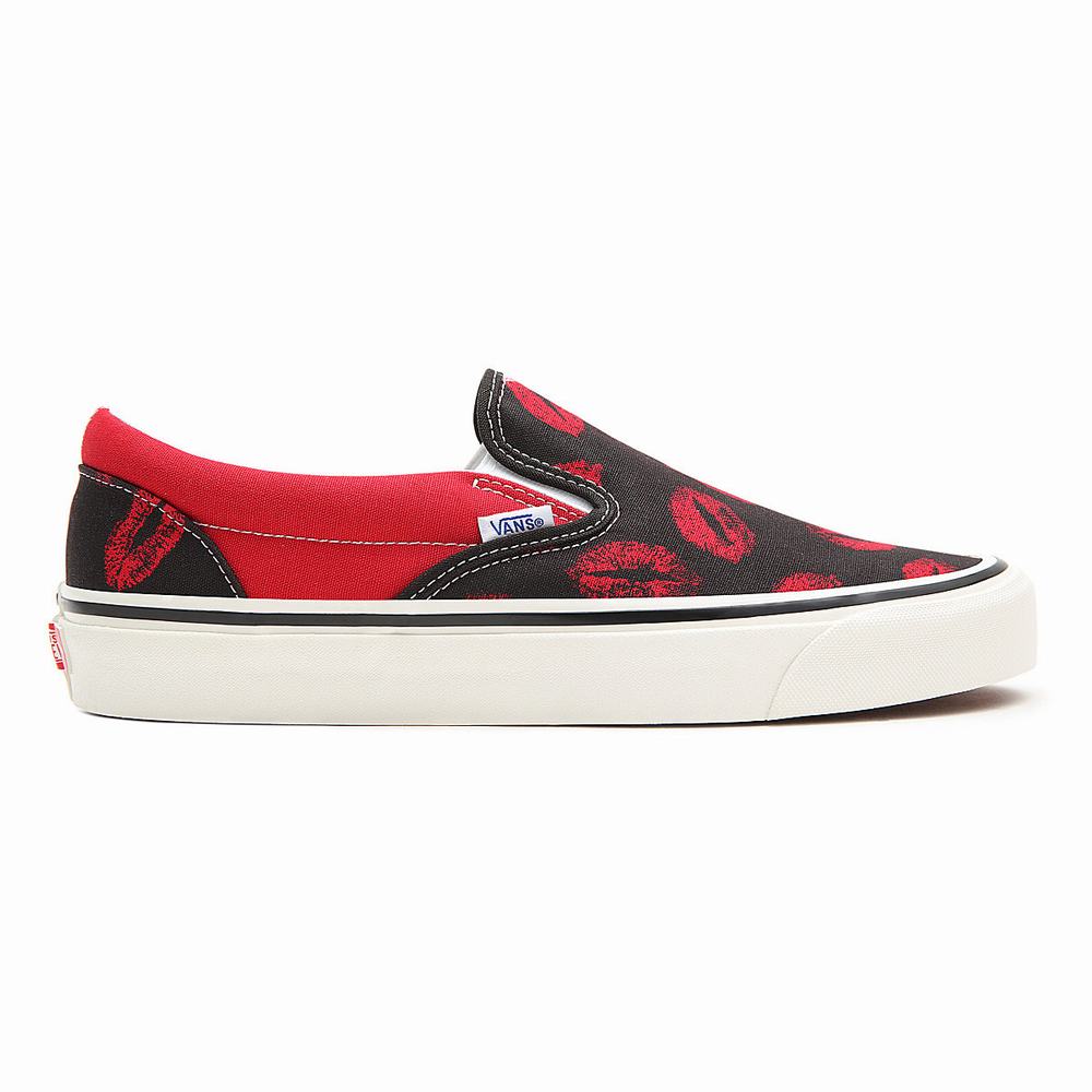 Men's Vans Anaheim Factory Classic Slip-On 98 Dx Slip On Shoes Black / Red | USA92514