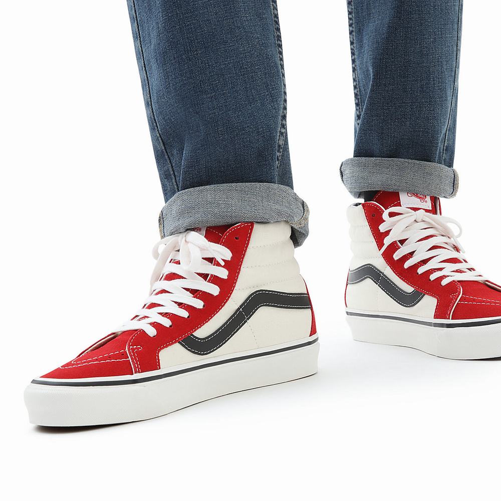 Men's Vans Anaheim Factory Sk8-Hi 38 DX Sneakers Red / White | USA24075