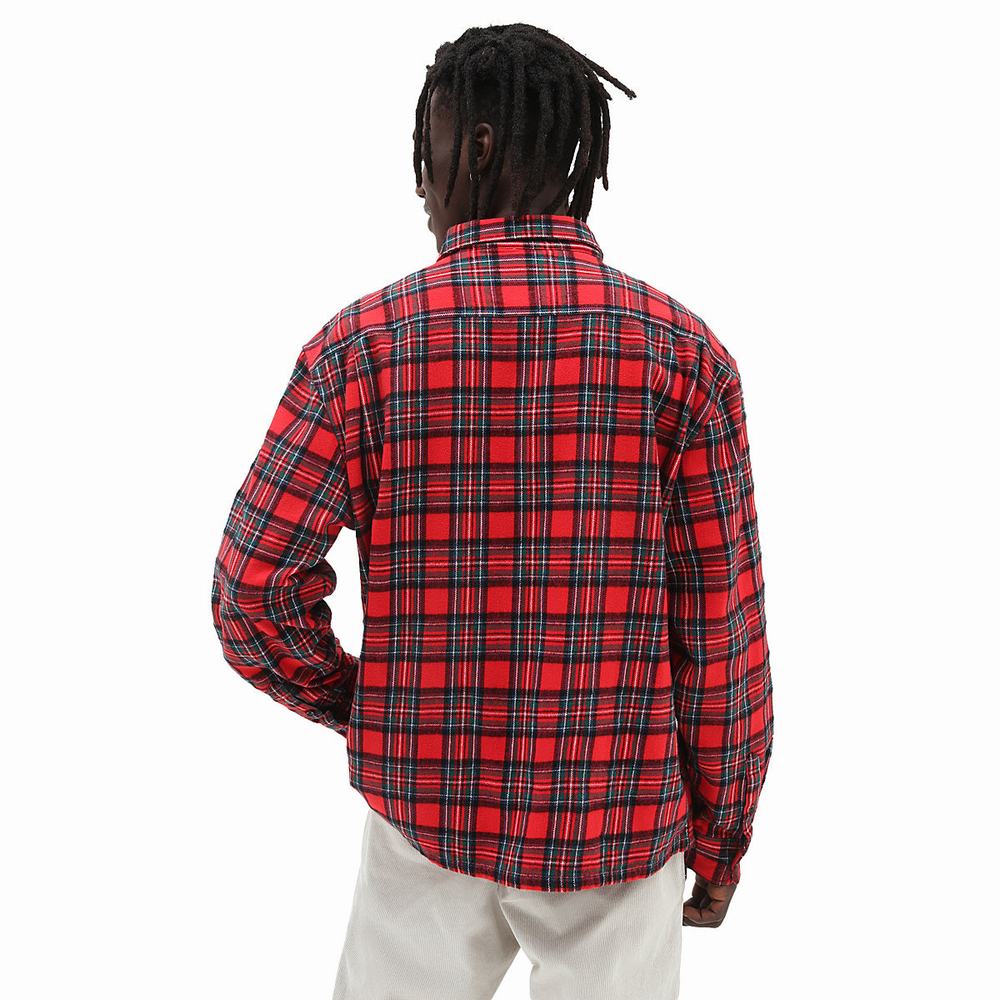 Men's Vans Anaheim Long Sleeve Woven Shirts Red | USA13428