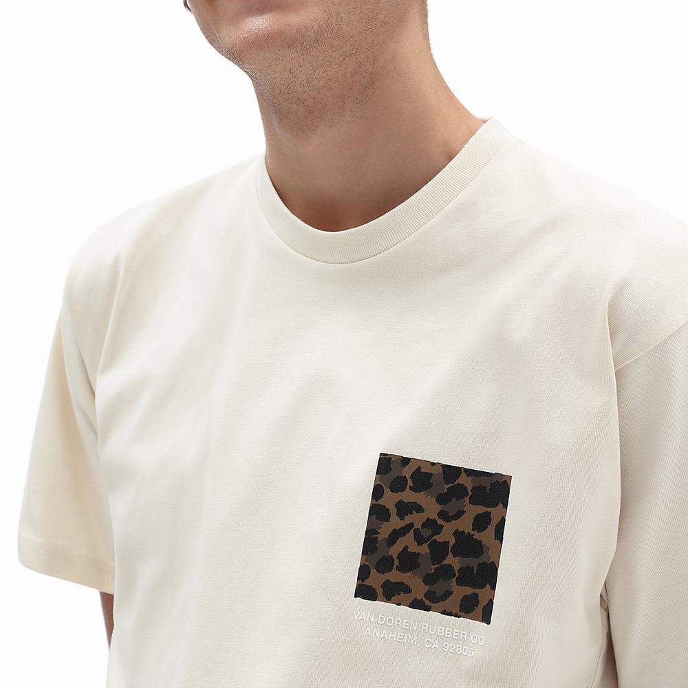 Men's Vans Anaheim Print Mash Up Cheetah T Shirts White | USA15830