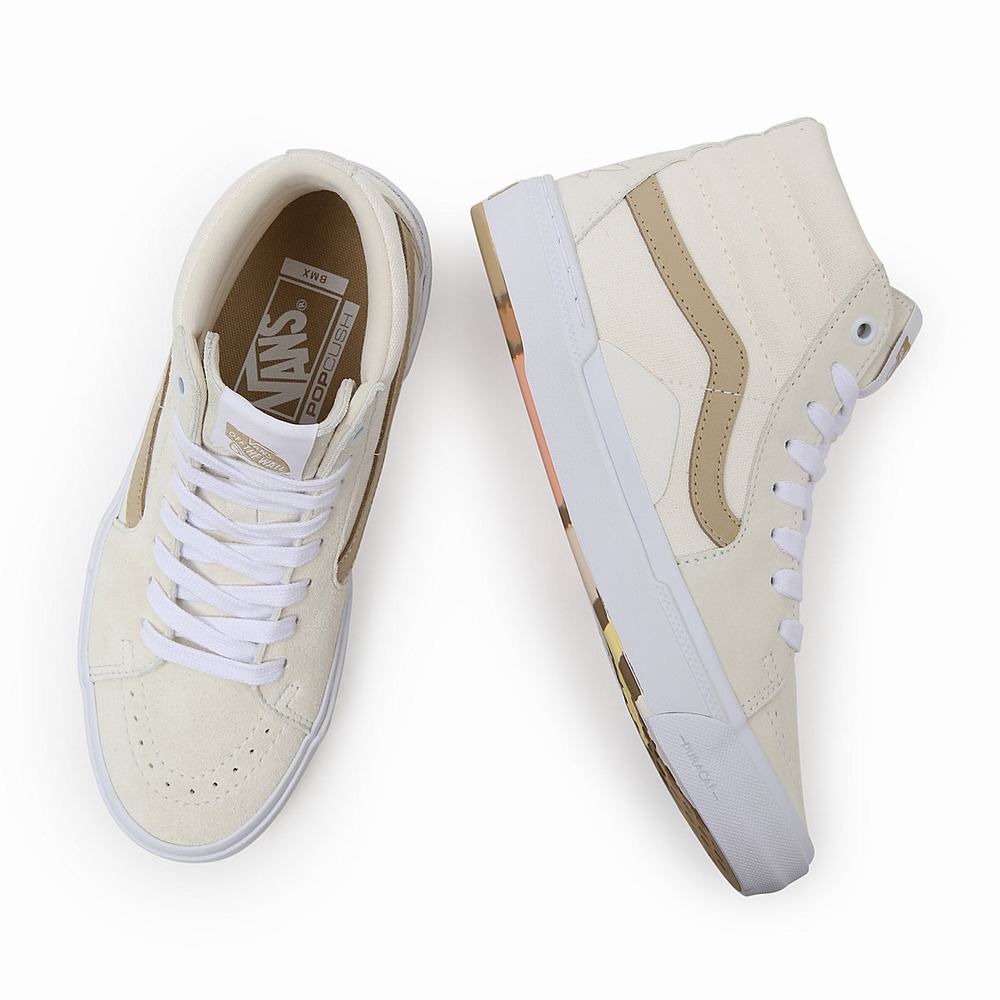 Men's Vans Angie Marino BMX Sk8-Hi Sneakers White / Beige | USA18059