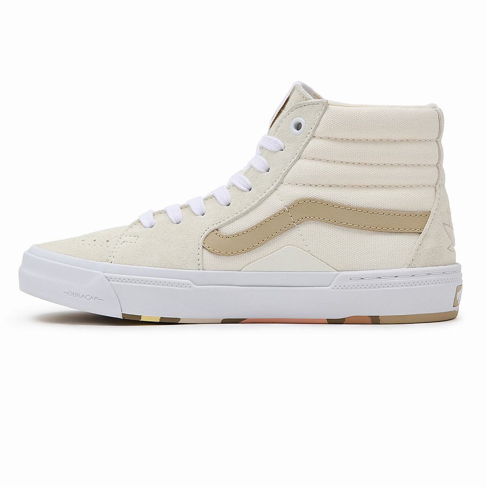 Men's Vans Angie Marino BMX Sk8-Hi Sneakers White / Beige | USA18059