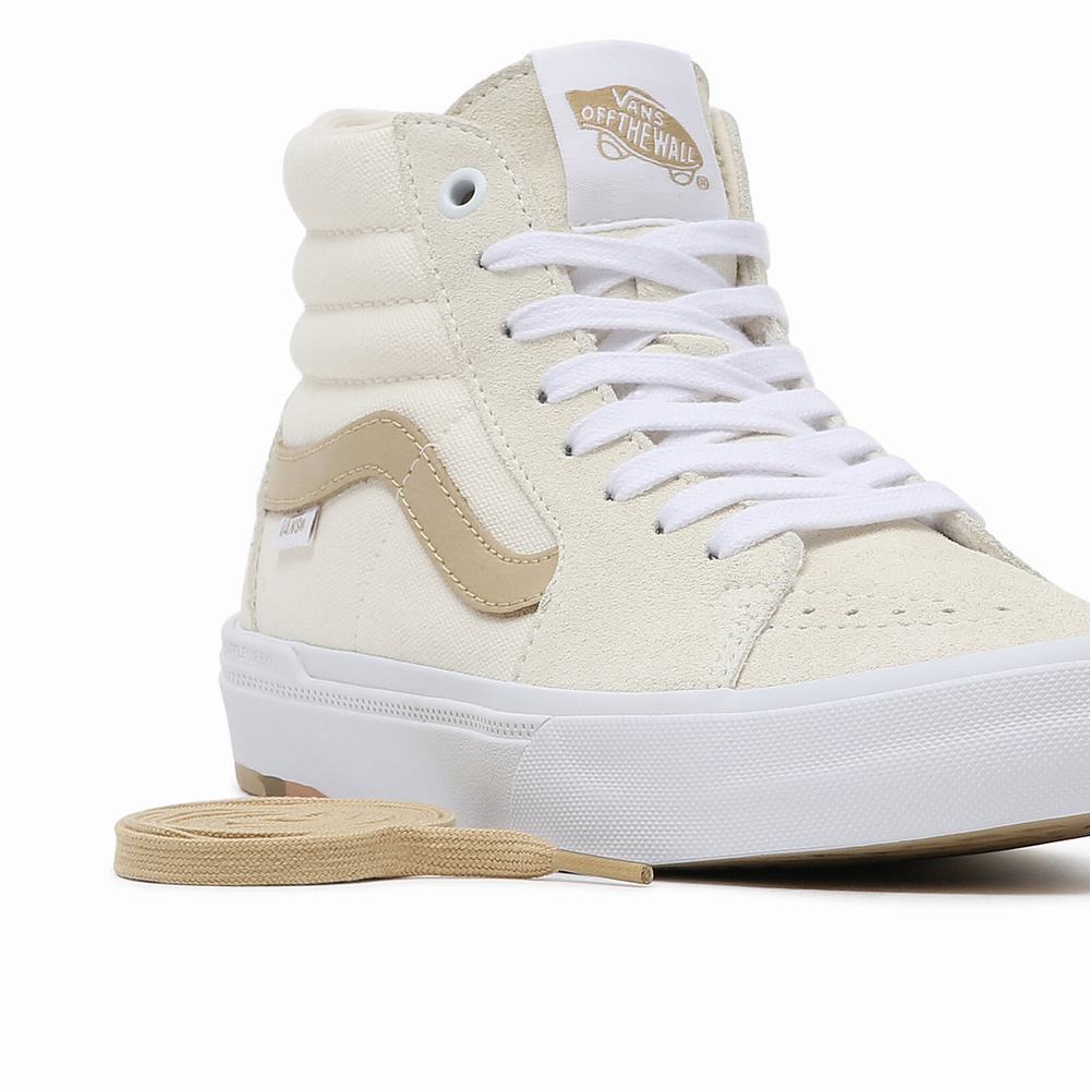 Men's Vans Angie Marino BMX Sk8-Hi Sneakers White / Beige | USA18059