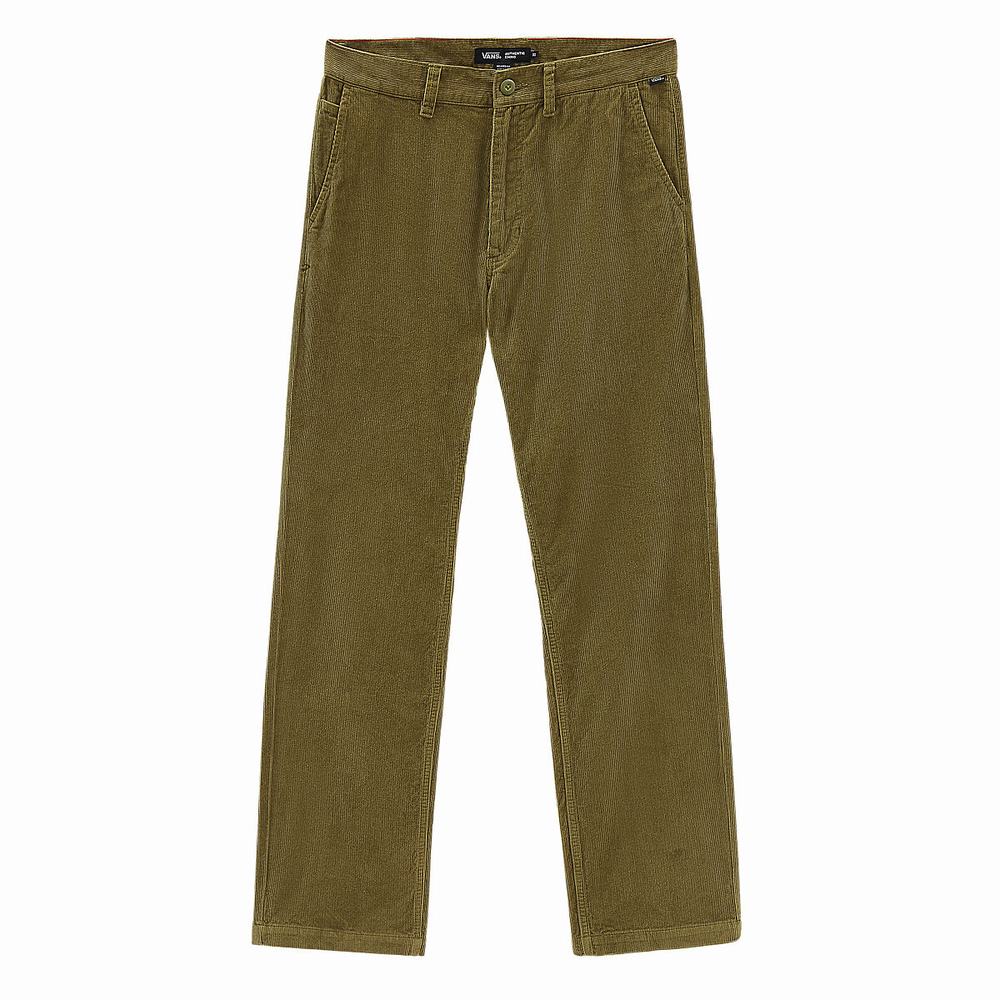 Men's Vans Authentic Chino Cord Relaxed Pants Green | USA25408