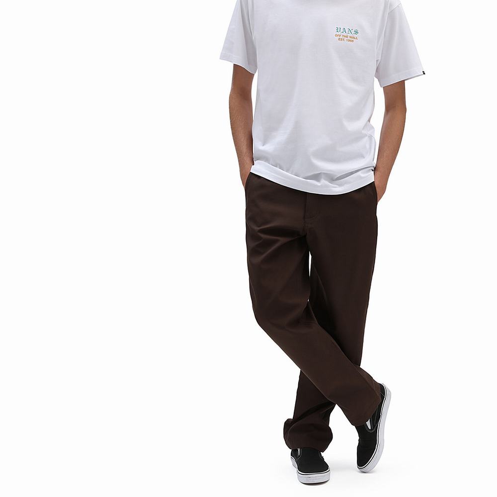 Men\'s Vans Authentic Chino Glide Relaxtaper Pants Brown | USA80413