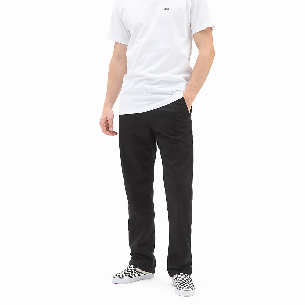 Men\'s Vans Authentic Chino Relaxed Pants Black | USA63174