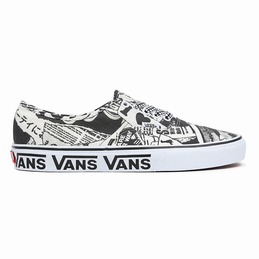 Men's Vans Authentic Sneakers Black / White | USA87395