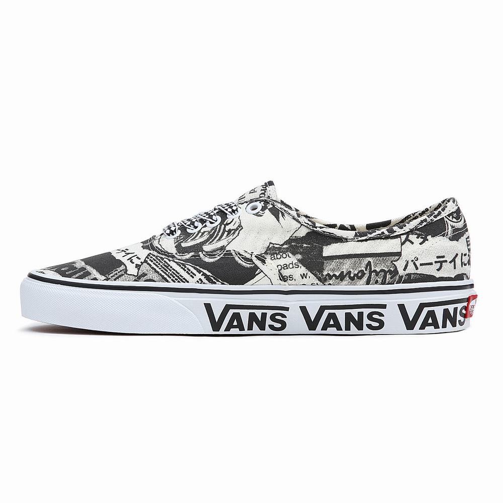 Men's Vans Authentic Sneakers Black / White | USA87395