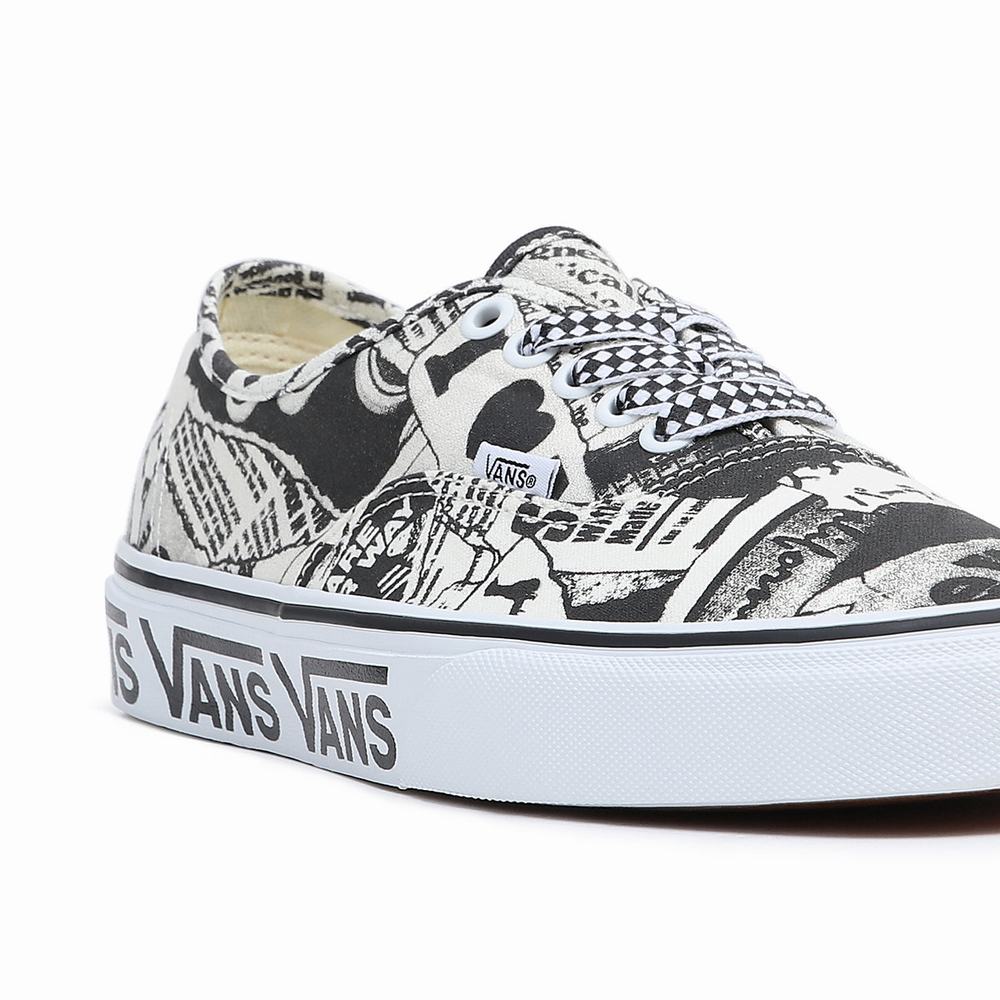 Men's Vans Authentic Sneakers Black / White | USA87395