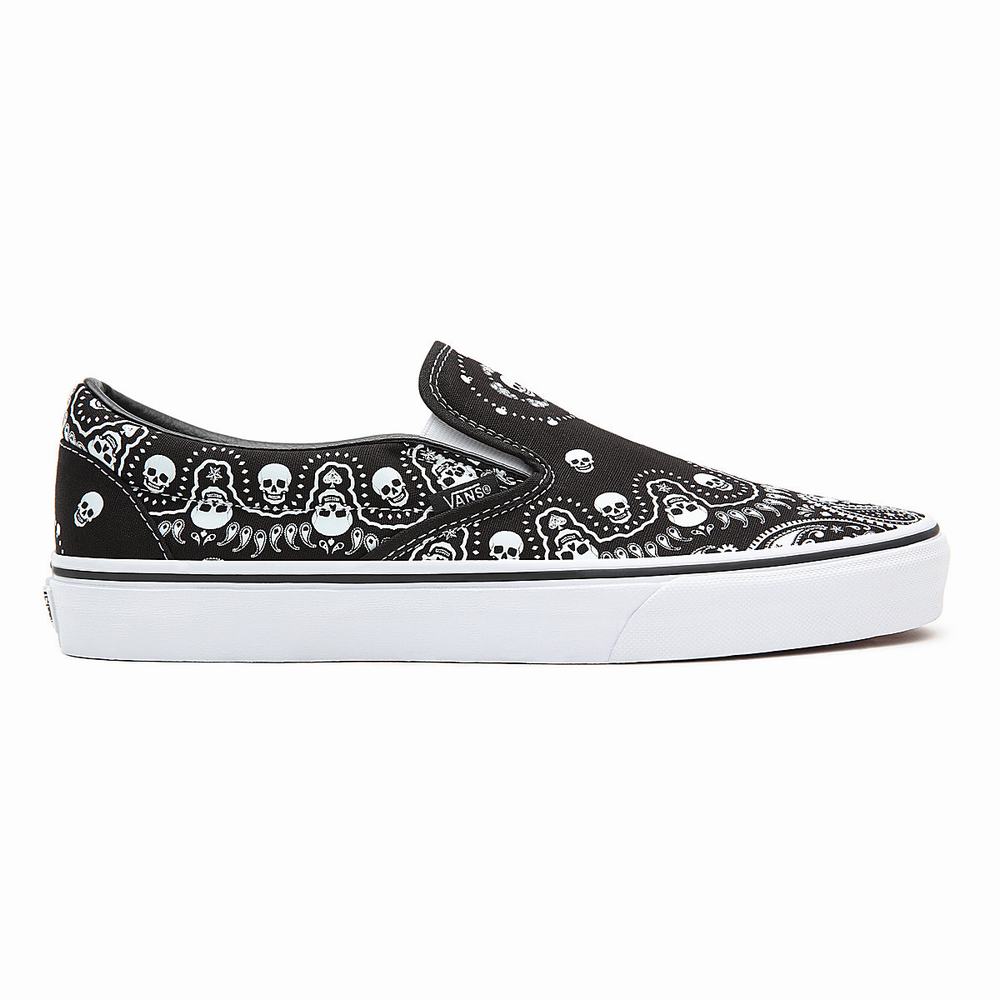 Men's Vans Bandana Classic Slip On Shoes Black | USA05296