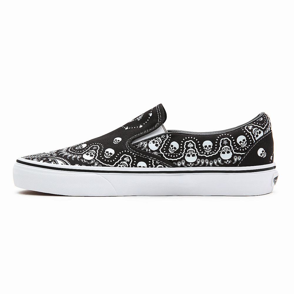 Men's Vans Bandana Classic Slip On Shoes Black | USA05296