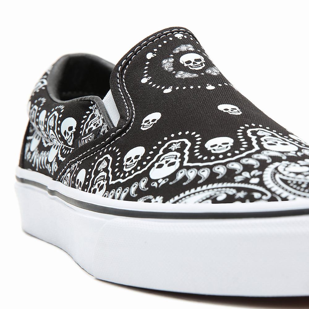 Men's Vans Bandana Classic Slip On Shoes Black | USA05296