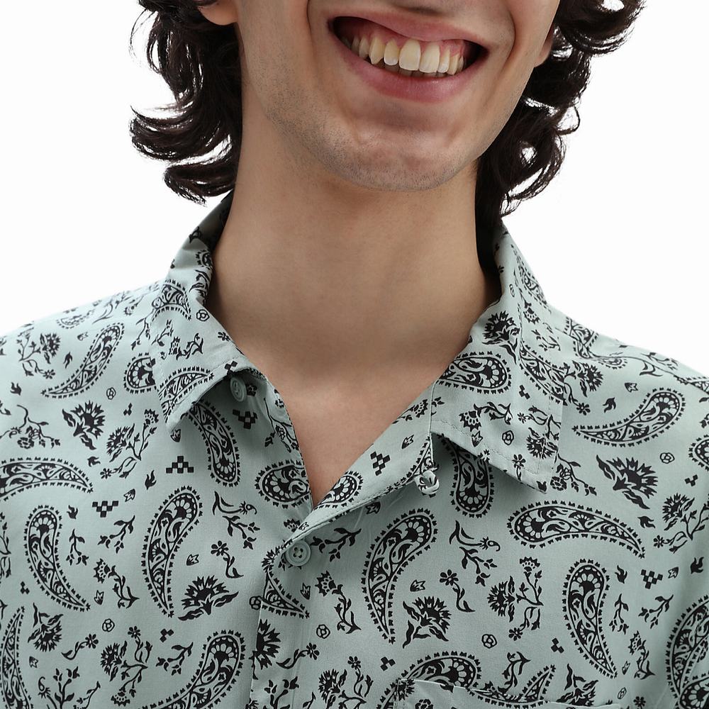 Men's Vans Bandana Paisley Shirts Green | USA32509