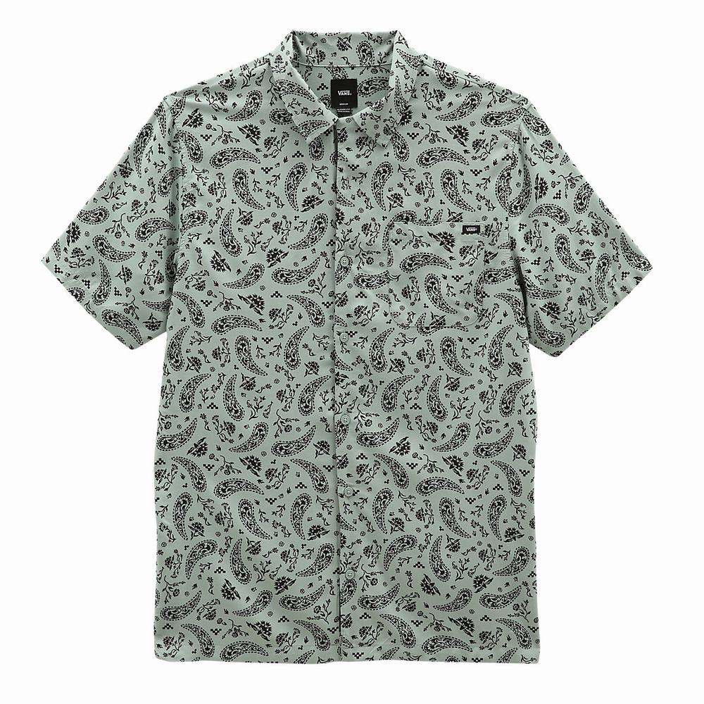 Men's Vans Bandana Paisley Shirts Green | USA32509