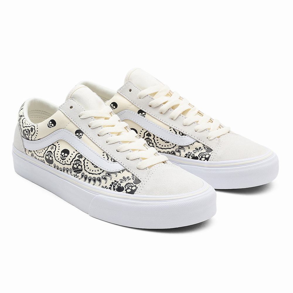 Men\'s Vans Bandana Style 36 Sneakers White | USA19260