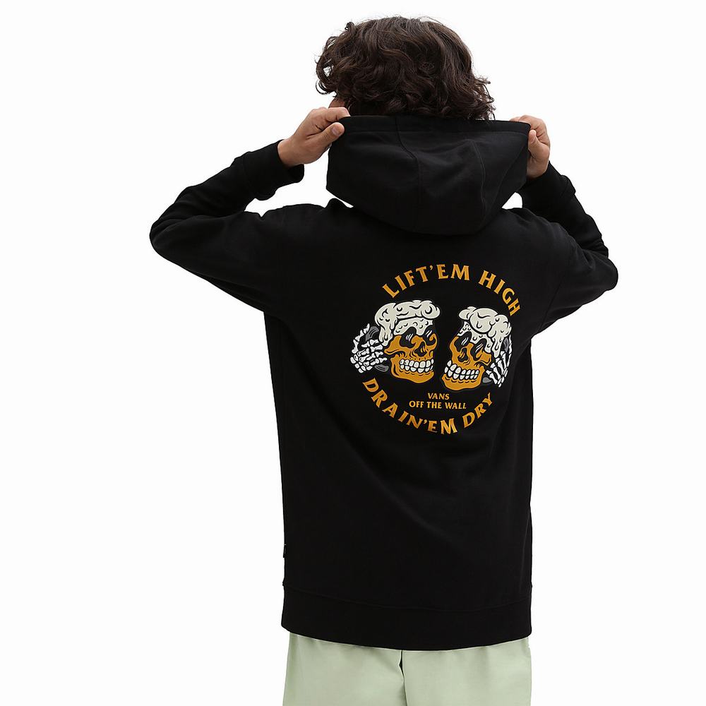 Men's Vans Beer Skull Hoodie Black | USA74925