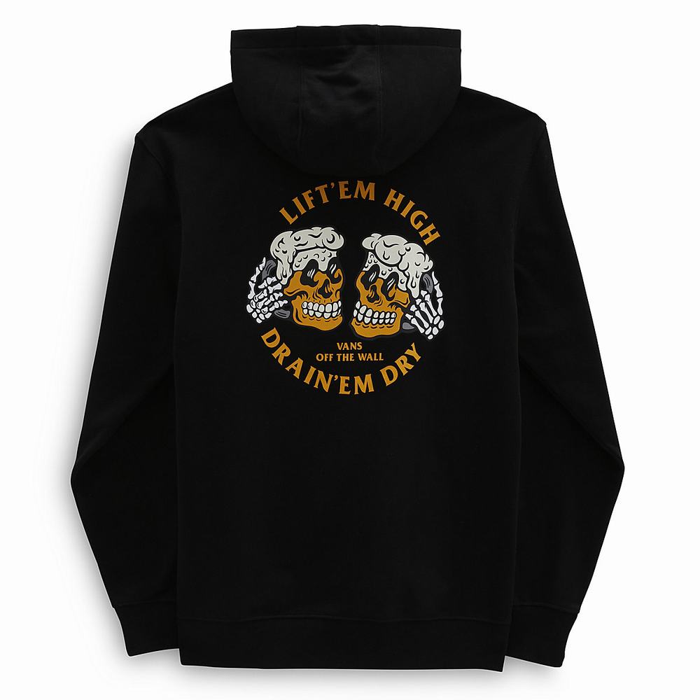 Men's Vans Beer Skull Hoodie Black | USA74925