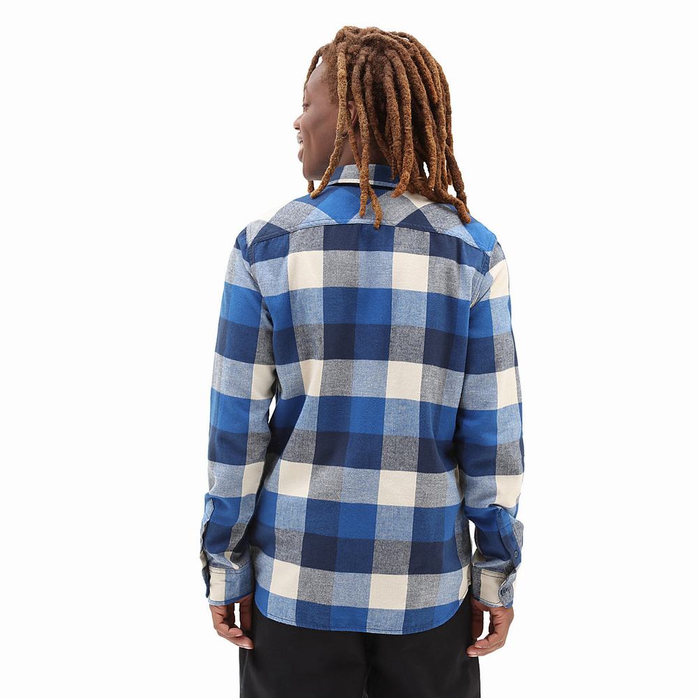 Men's Vans Box Flannel Shirts Blue | USA91532