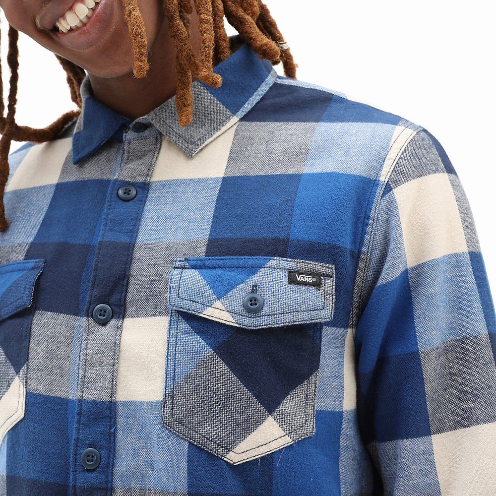 Men's Vans Box Flannel Shirts Blue | USA91532