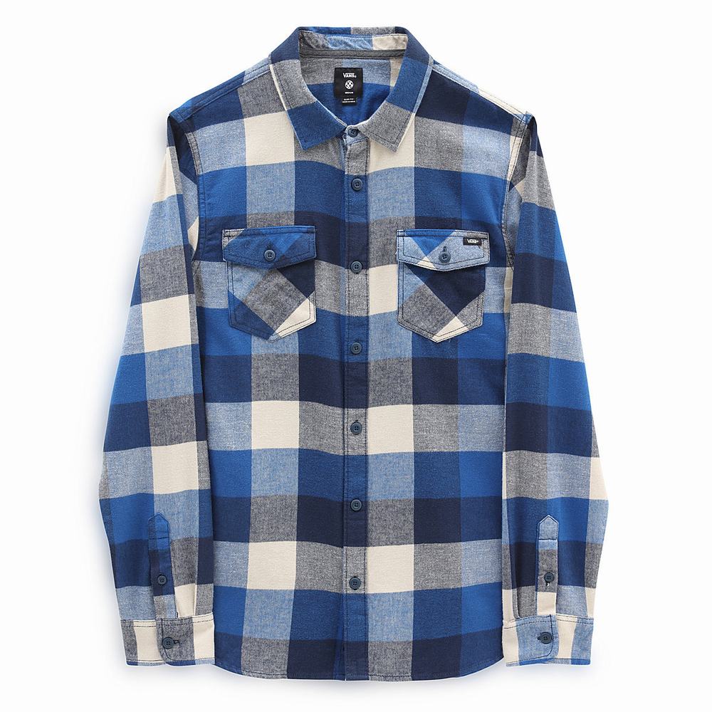 Men's Vans Box Flannel Shirts Blue | USA91532