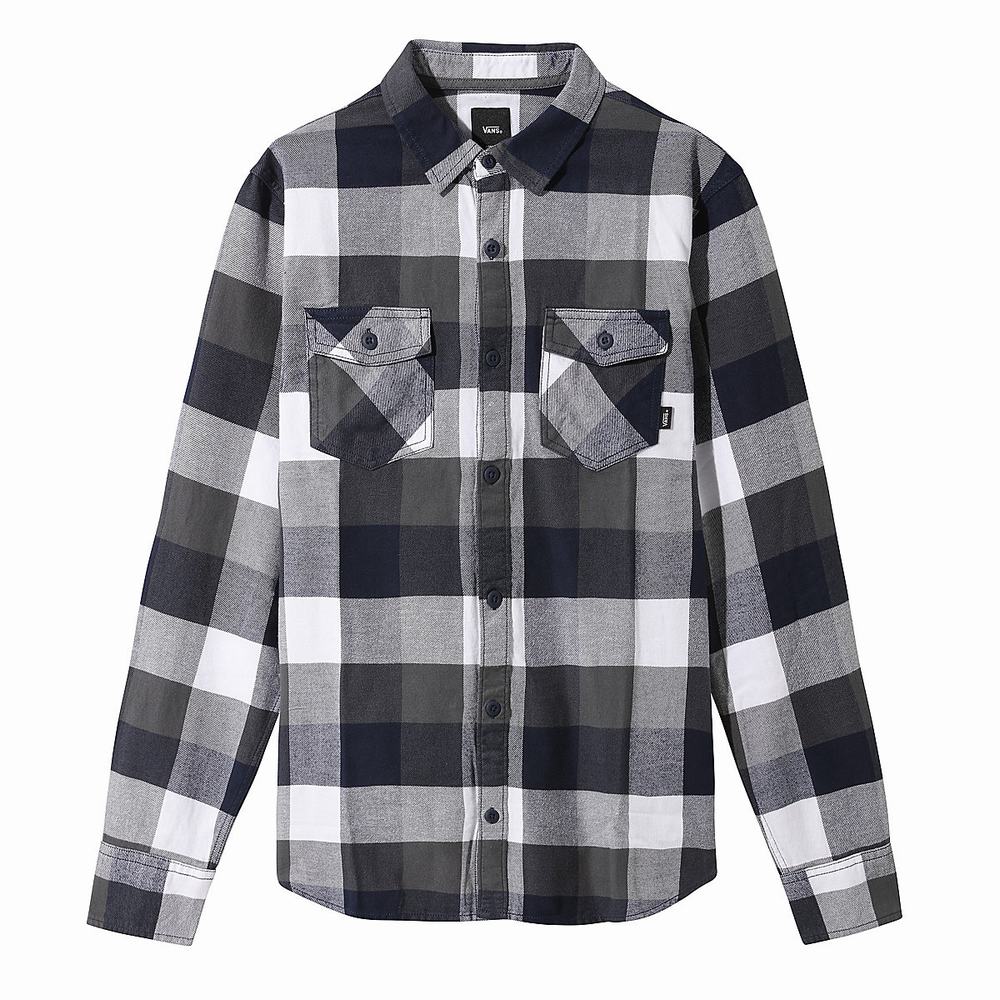 Men\'s Vans Box Flannel Shirts Navy | USA08216