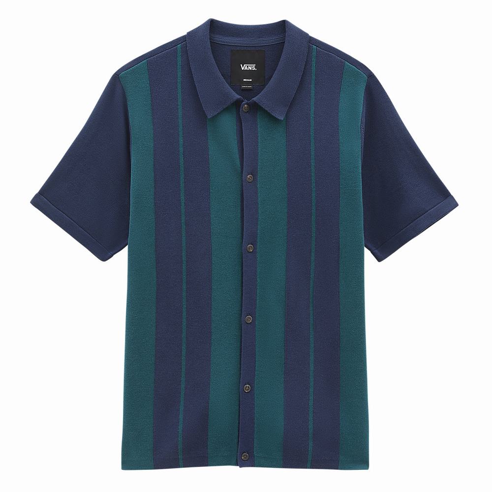 Men's Vans Buttonwood Shirts Blue | USA46902