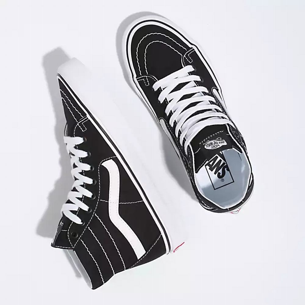 Men's Vans Canvas Sk8-Hi Tapered Sneakers Black / White | USA52138