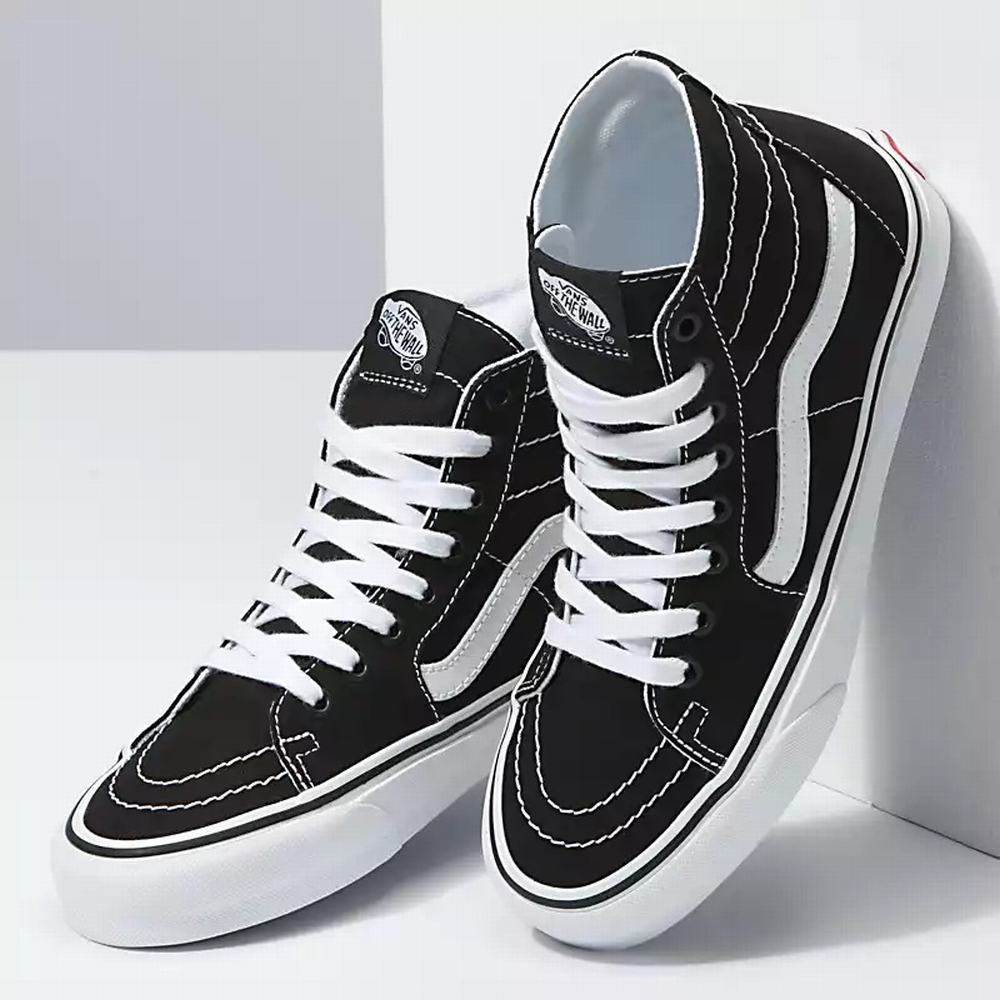 Men's Vans Canvas Sk8-Hi Tapered Sneakers Black / White | USA52138