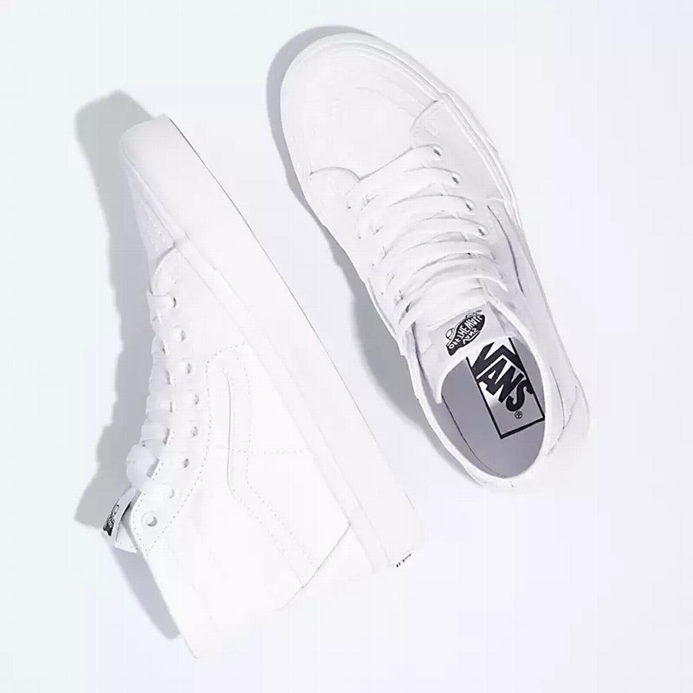 Men's Vans Canvas Sk8-Hi Tapered Sneakers White | USA54163