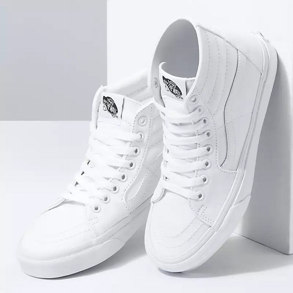 Men's Vans Canvas Sk8-Hi Tapered Sneakers White | USA54163