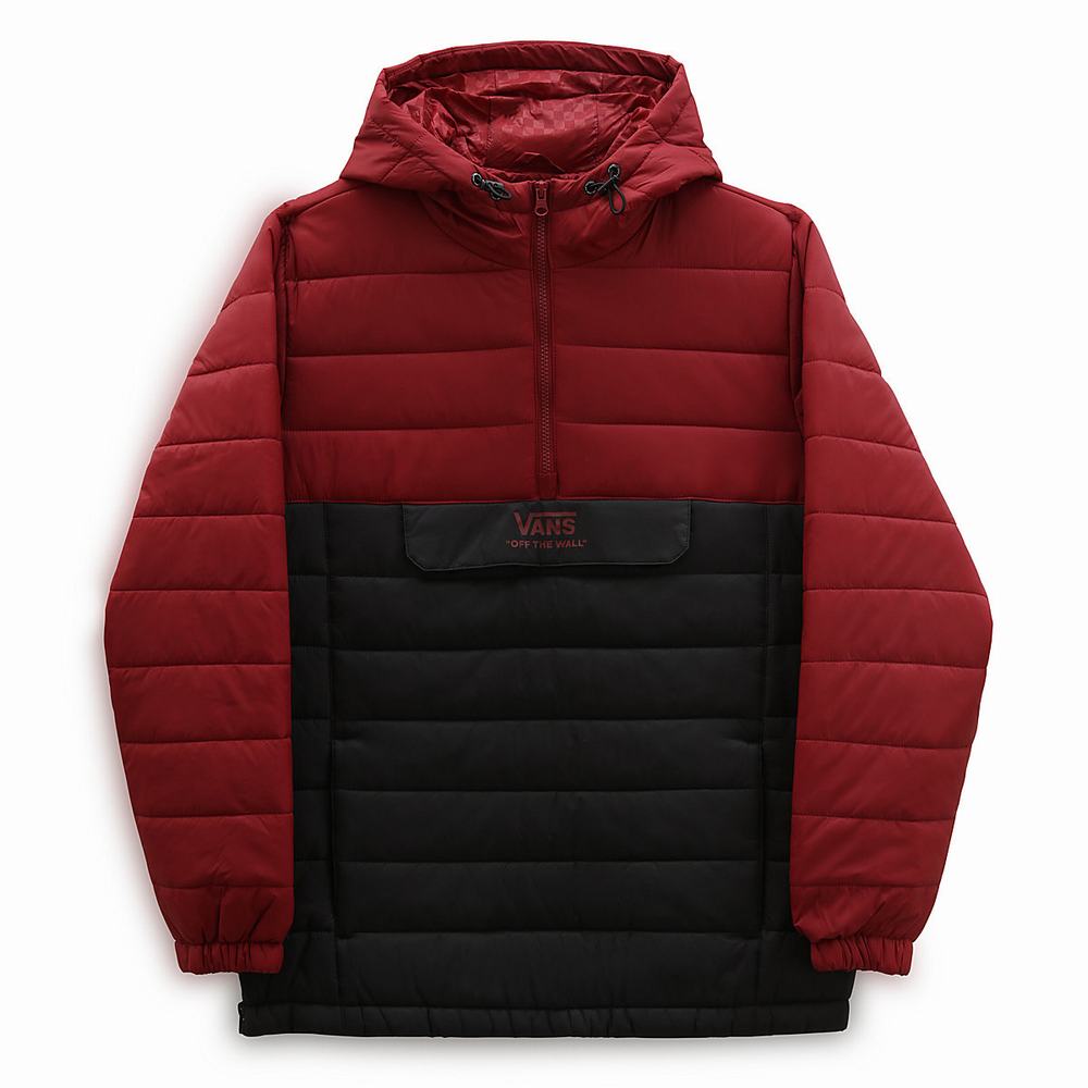 Men\'s Vans Carlton Puffer Jackets Red | USA09815