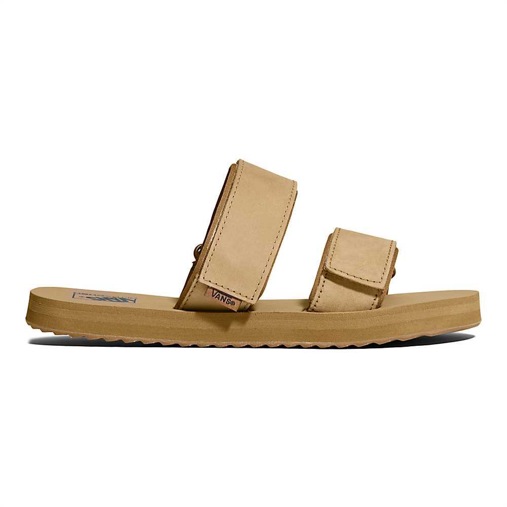 Men's Vans Cayucas Slide Sandals Brown | USA01862