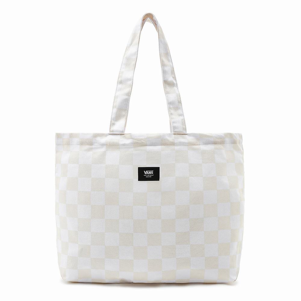 Men\'s Vans Checkerboard 21 Tote Bags White | USA54831