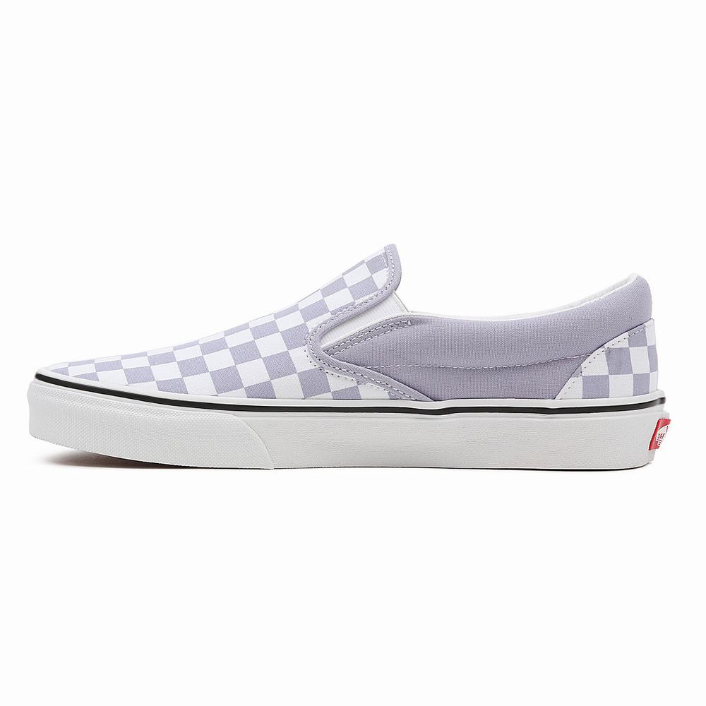 Men's Vans Checkerboard Classic Slip On Shoes Purple | USA02489