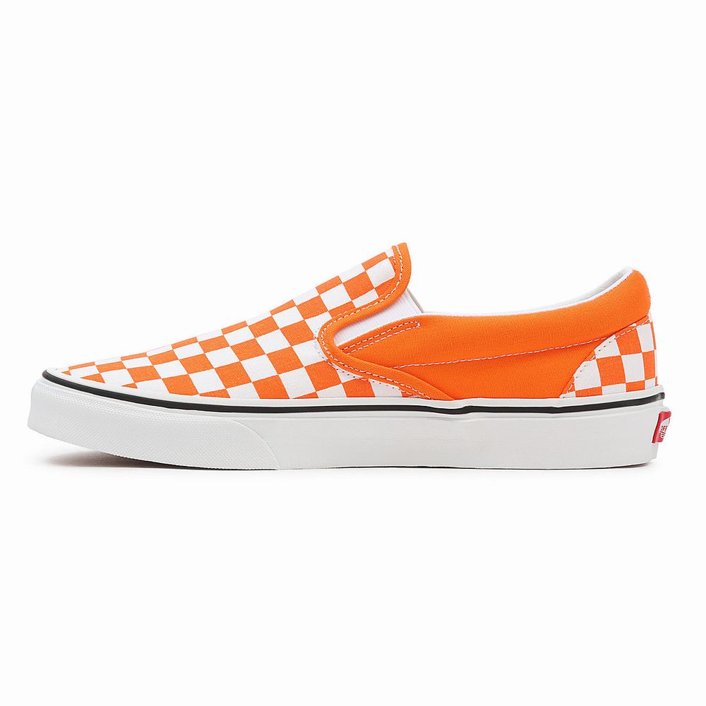 Men's Vans Checkerboard Classic Slip On Shoes Orange | USA12305