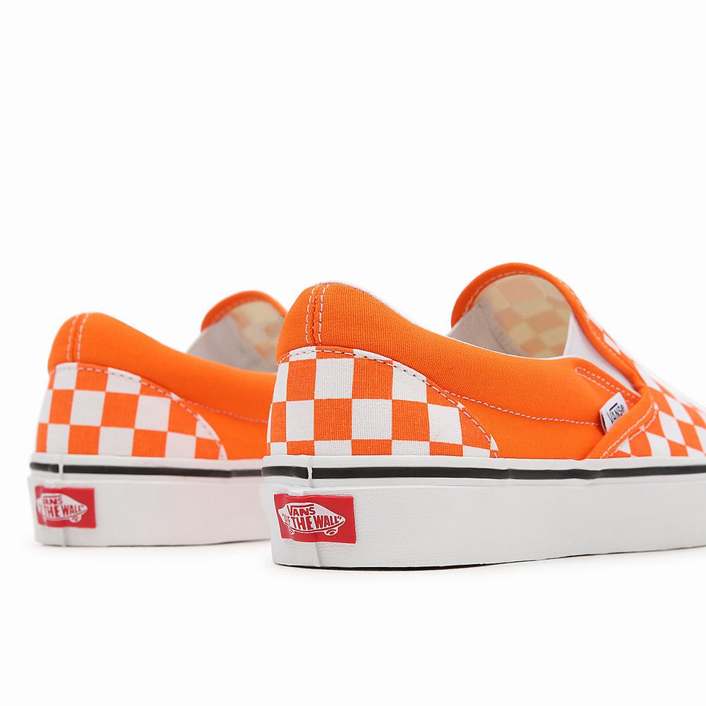 Men's Vans Checkerboard Classic Slip On Shoes Orange | USA12305