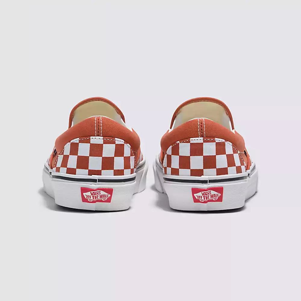 Men's Vans Checkerboard Classic Slip On Shoes Orange | USA13425