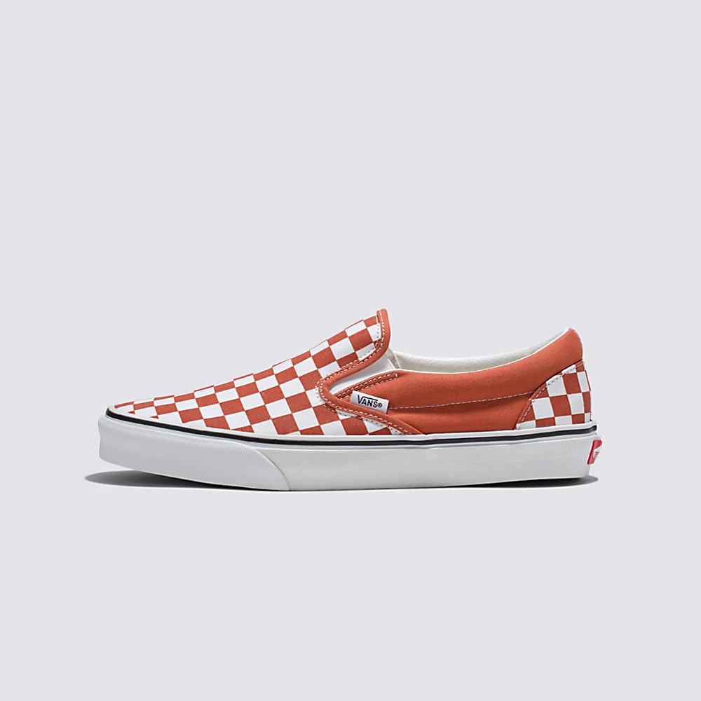 Men\'s Vans Checkerboard Classic Slip On Shoes Orange | USA13425