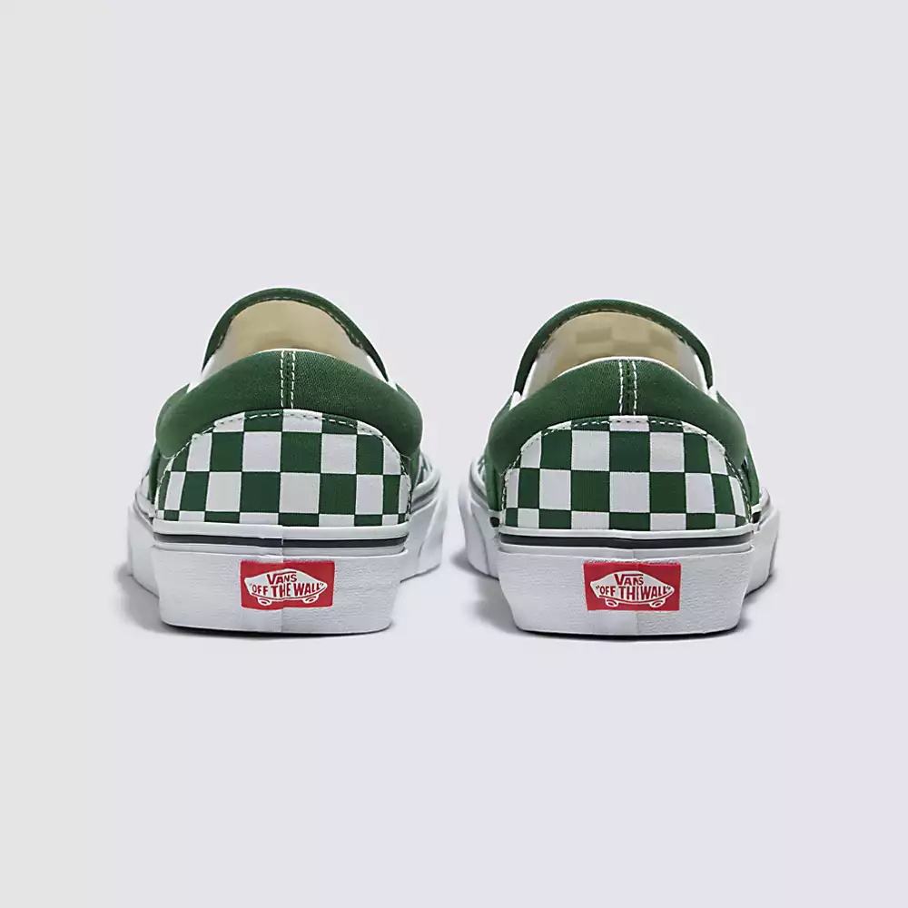 Men's Vans Checkerboard Classic Slip On Shoes Green | USA16975