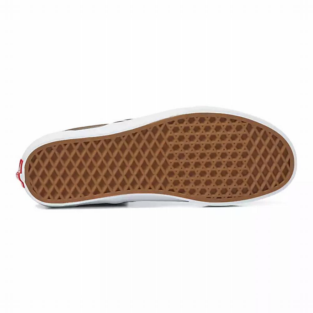 Men's Vans Checkerboard Classic Slip On Shoes Khaki | USA21309