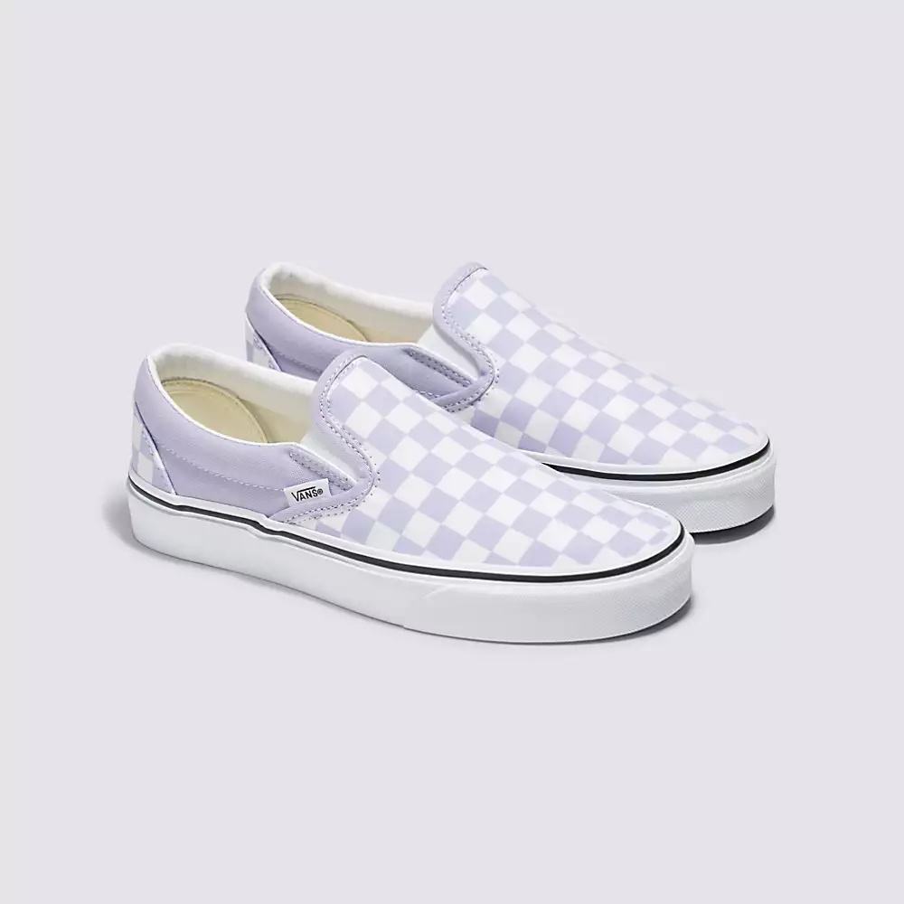 Men's Vans Checkerboard Classic Slip On Shoes Purple | USA29018