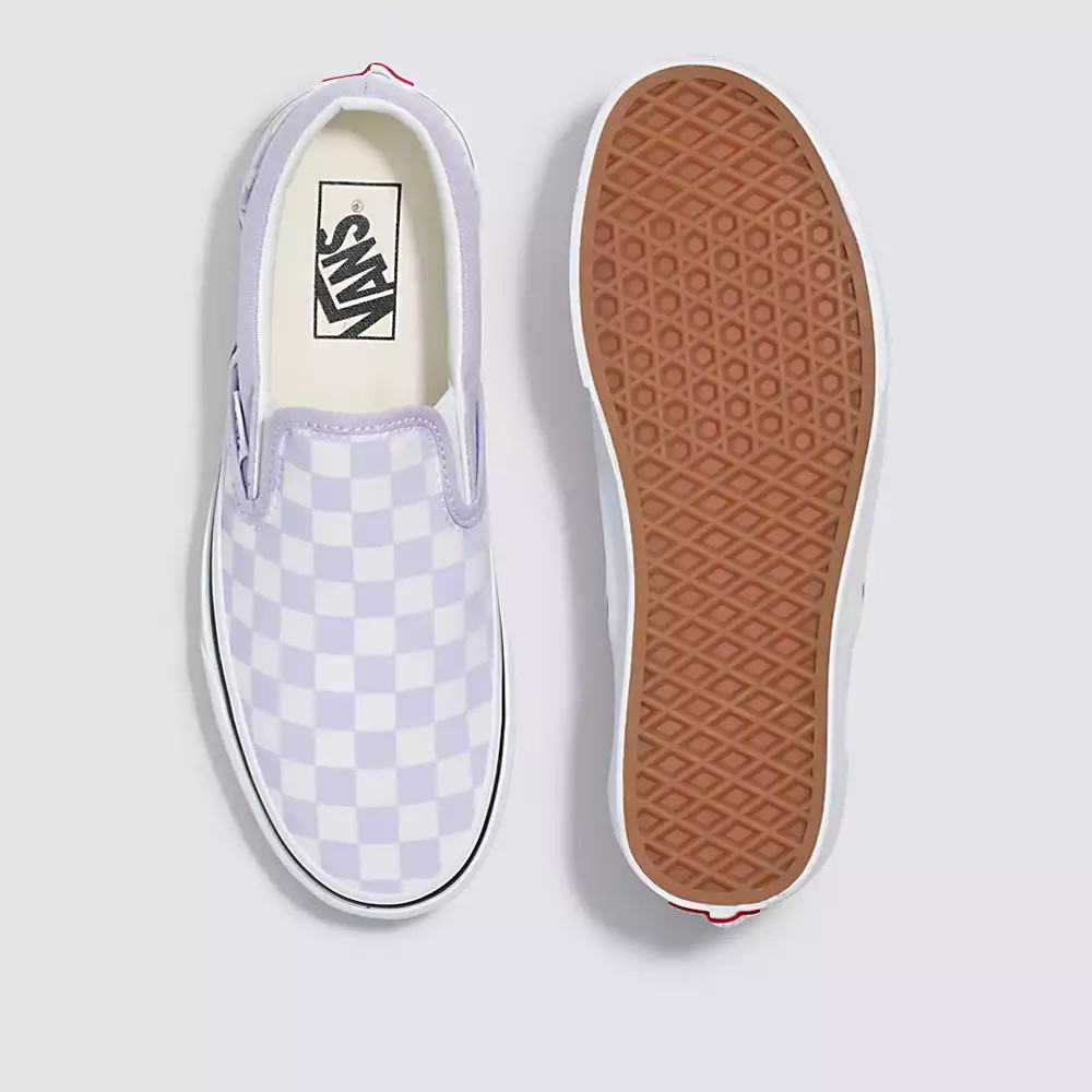 Men's Vans Checkerboard Classic Slip On Shoes Purple | USA29018