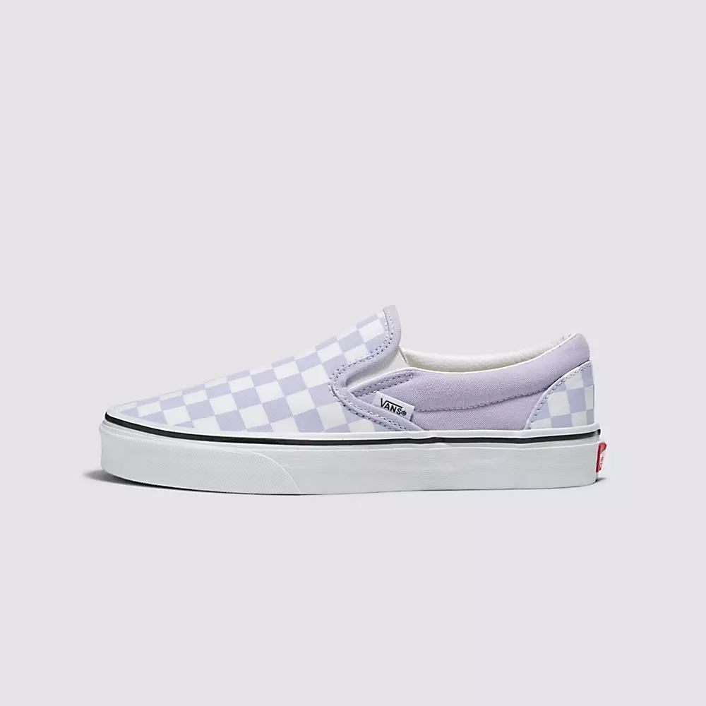 Men\'s Vans Checkerboard Classic Slip On Shoes Purple | USA29018