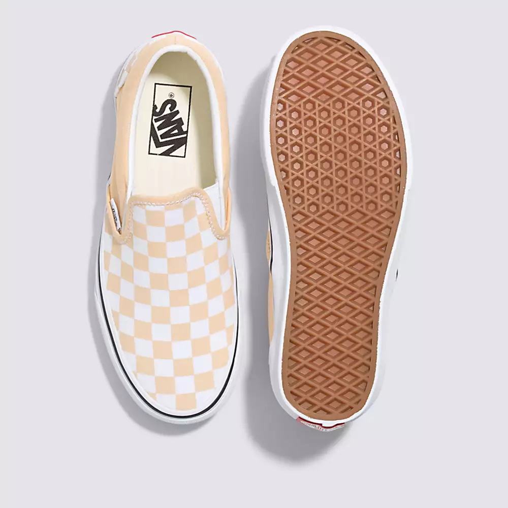 Men's Vans Checkerboard Classic Slip On Shoes Light Brown | USA30819