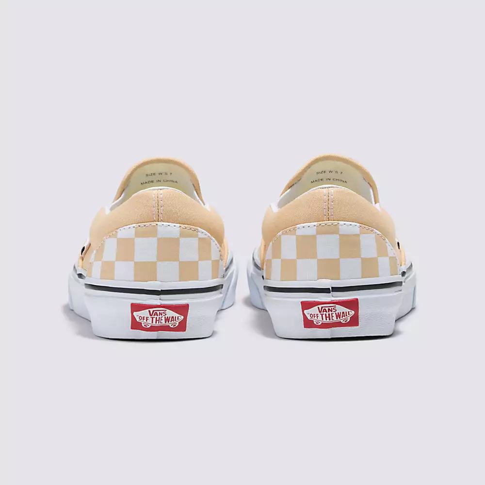 Men's Vans Checkerboard Classic Slip On Shoes Light Brown | USA30819