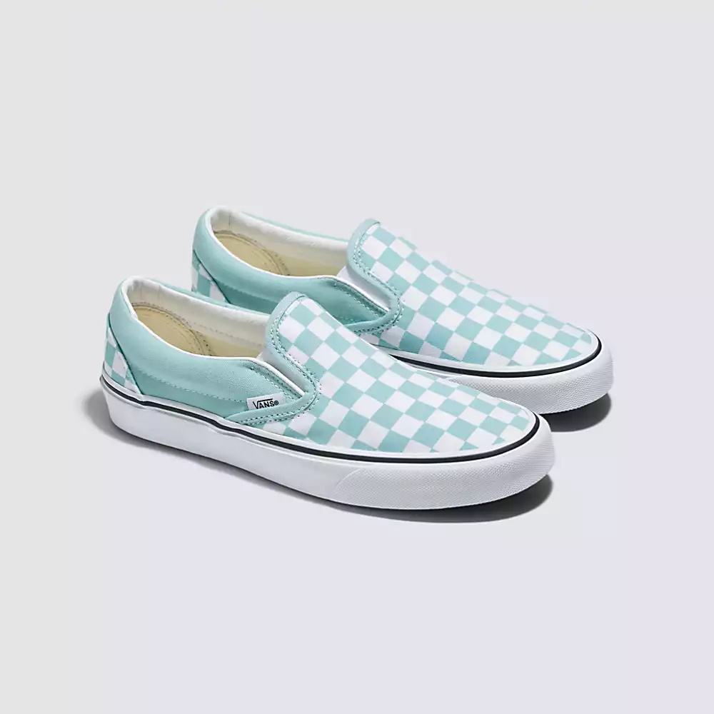 Men's Vans Checkerboard Classic Slip On Shoes Blue | USA36427