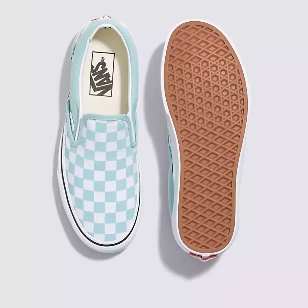 Men's Vans Checkerboard Classic Slip On Shoes Blue | USA36427